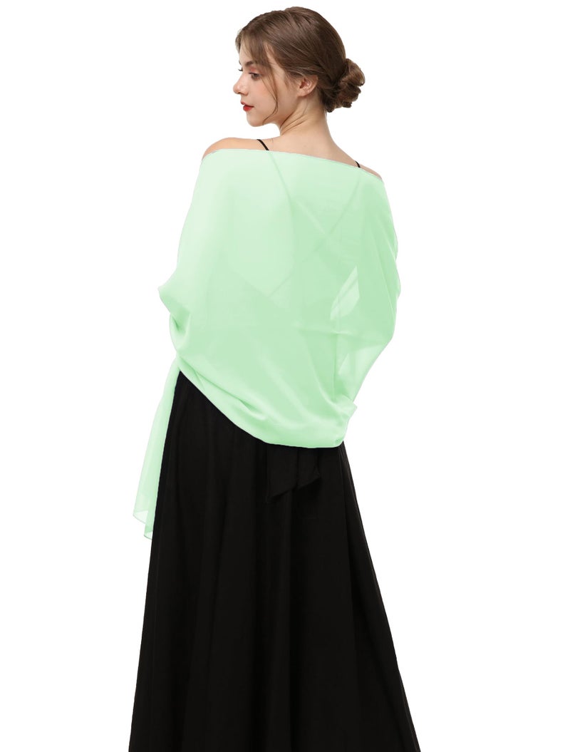 Baoqiya Women's Shawls and Wraps for Evening Dress Chiffon Shawl Soft Elegant Silky Pashmina Wedding Bridal Scarf(Mint, 79"Ã—19") - Image 2